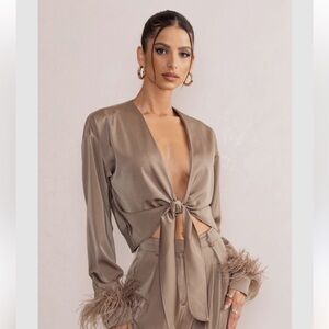 Elegant Satin Tie-Front Jumpsuit